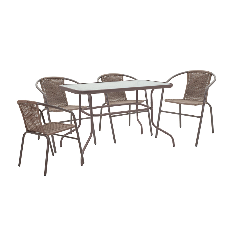 Set ngrënie 5 copë Valor-Obbi pakoworld pe kafe-metal 110x60x70cm