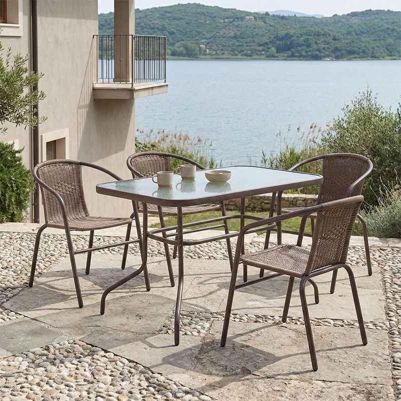 Set ngrënie 5 copë Valor-Obbi pakoworld pe kafe-metal 110x60x70cm