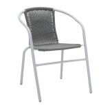 Tavolinë ngrënieje Valor-Obbi set prej 5 pakoworld PE gri-metal antracit gri 110x60x70cm