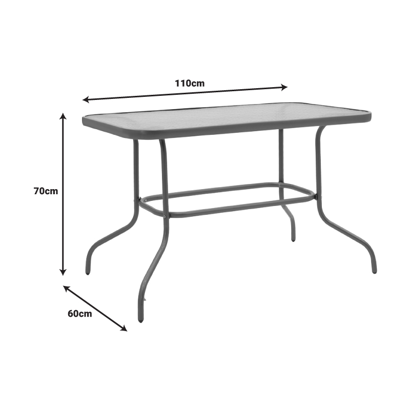 Tavolinë ngrënieje Valor-Obbi set prej 5 pakoworld PE gri-metal antracit gri 110x60x70cm