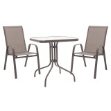 Komplet ngrënie 3 copë Watson-Calan pakoworld metal tekstilen kafe 70x70x70cm