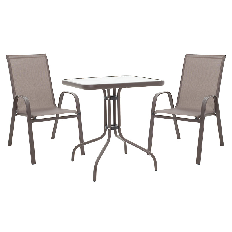 Komplet ngrënie 3 copë Watson-Calan pakoworld metal tekstilen kafe 70x70x70cm