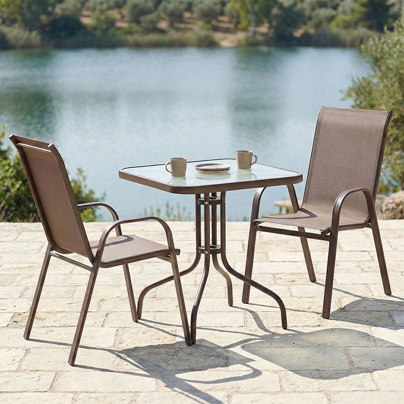 Komplet ngrënie 3 copë Watson-Calan pakoworld metal tekstilen kafe 70x70x70cm