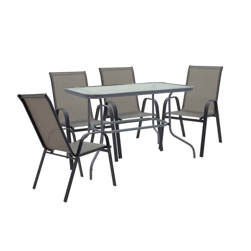 Set ngrënieje 5 copë Valor-Calan pakoworld metal i zi-textilene gri e errët 110x60x70cm