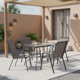 Set ngrënieje 5 copë Valor-Calan pakoworld metal i zi-textilene gri e errët 110x60x70cm