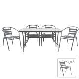 Komplet ngrënie 7 copë Ensure-Tade pakoworld metal-xham gri e errët 140x80x70cm