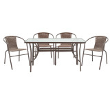 Set ngrënieje 5 copë Ensure-Obbi pakoworld metal-xham kafe 140x80x70cm