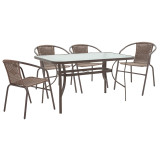 Set ngrënieje 5 copë Ensure-Obbi pakoworld metal-xham kafe 140x80x70cm