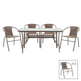 Set ngrënieje 7 copë Ensure-Obbi pakoworld metal-xham kafe 140x80x70cm