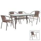 Set ngrënieje 7 copë Ensure-Obbi pakoworld metal-xham kafe 140x80x70cm