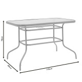 Set ngrënieje 7 copë Ensure-Calan pakoworld metal-xham kafe 140x80x70cm