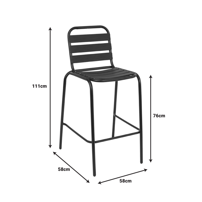Stol bari Sussie pakoworld metal i zi me shufra alumini 58x58x111cm