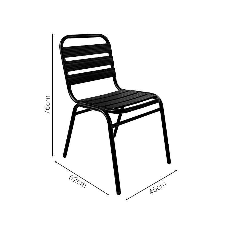 Karrige Sussie pakoworld metal i zi i palosshëm me shufra alumini 45x62x76cm