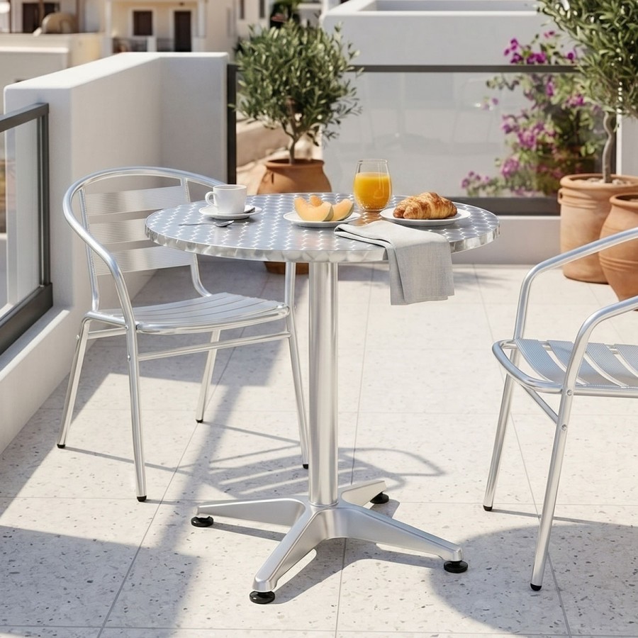 Tavolinë Lazo pakoworld krom alumini D70x70cm