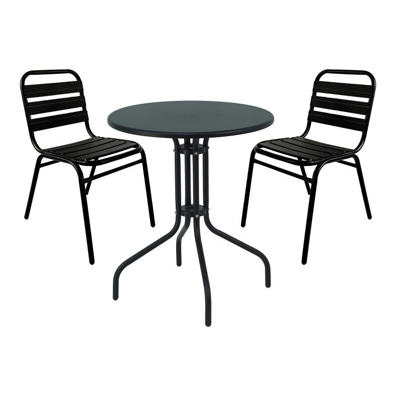 Set ngrënieje Sussie-Vergo pakoworld set prej 3 metali të zi-alumin D60x70cm