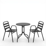 Set ngrënieje Sussie-Vergo Ι pakoworld set me 3 copë metal i zi-alumin D60x70cm