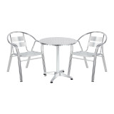 Set ngrënieje Zircu-Lazo Ι pakoworld set me 3 alumini krom D70x70cm