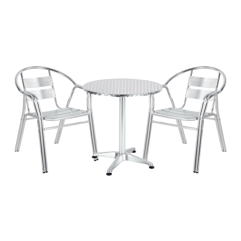 Set ngrënieje Zircu-Lazo Ι pakoworld set me 3 alumini krom D70x70cm
