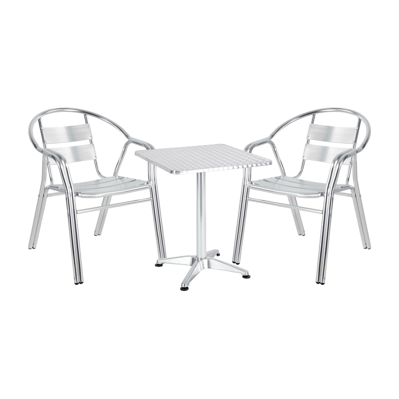 Set ngrënieje Zircu-Lazo II pakoworld set prej 3 alumini krom D60x60x70cm
