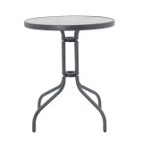 Set tavoline ngrënieje Calan-Watson pakoworld me 3 copë metal gri dhe xham i temperuar D60x70cm