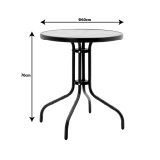 Set tavoline ngrënieje Calan-Watson pakoworld me 3 copë metal gri dhe xham i temperuar D60x70cm