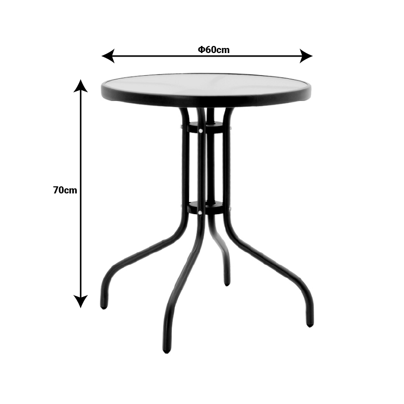 Set tavoline ngrënieje Calan-Watson pakoworld me 3 copë metal gri dhe xham i temperuar D60x70cm