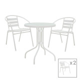 Set tavoline ngrënieje Tade-Watson pakoworld me 3 copë metal i bardhë D60x70cm