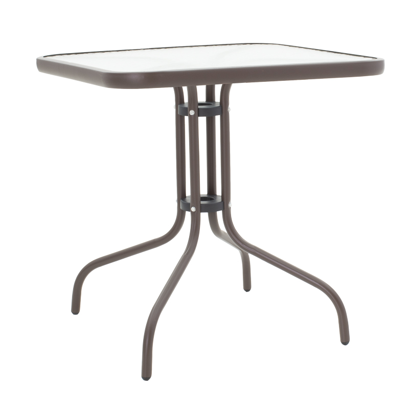 Obbi-Watson pakoworld set tavoline ngrënieje me 5 pjesë metal kafe-rattan PE 80x80x70cm