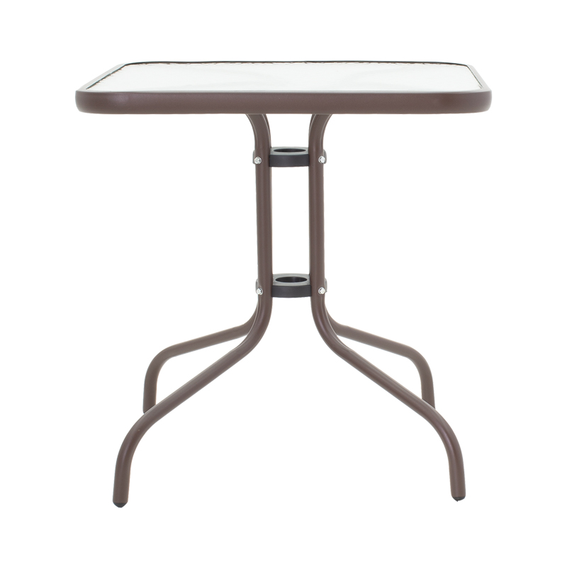 Obbi-Watson pakoworld set tavoline ngrënieje me 5 pjesë metal kafe-rattan PE 80x80x70cm
