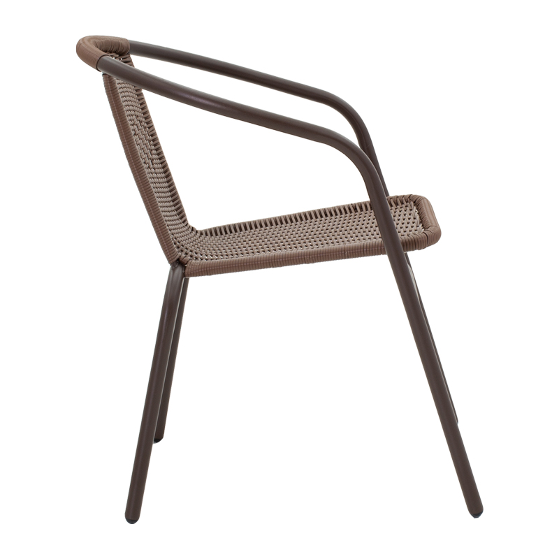 Obbi-Watson pakoworld set tavoline ngrënieje me 5 pjesë metal kafe-rattan PE 80x80x70cm