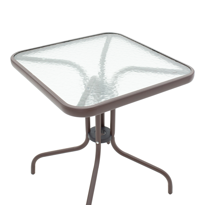 Set tavoline ngrënieje Obbi-Watson pakoworld me 3 copë metal kafe-pe rattan 60x60x70cm