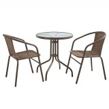 Set tavoline ngrënieje Obbi-Watson pakoworld me 3 copë metal kafe-pe D60x70cm