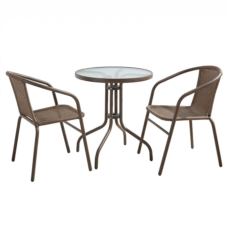 Set tavoline ngrënieje Obbi-Watson pakoworld me 3 copë metal kafe-pe D60x70cm