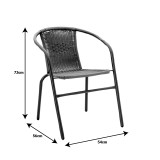 Set tavoline ngrënieje Obbi-Watson pakoworld me 3 copë metal kafe-pe D60x70cm