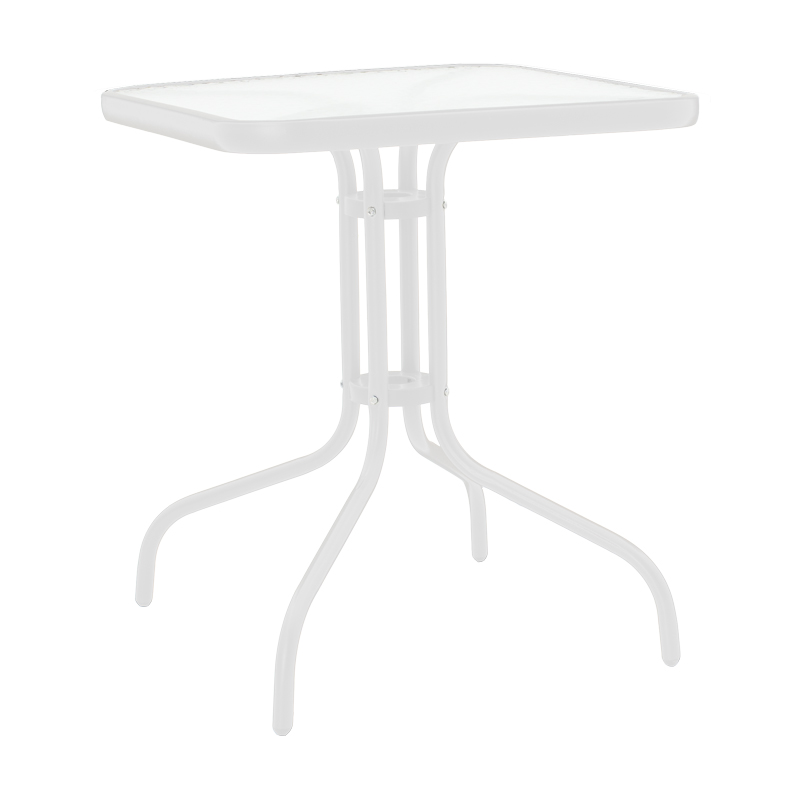 Tavolinë Watson pakoworld metal e bardhë-xham 70x70x70cm
