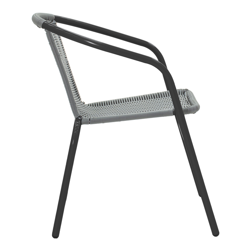Fotel Obbi pakoworld në metal të zi-PE ngjyrë gri 53x59x72cm
