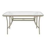 Tavolinë Ensure pakoworld metal shampanjë-xham 140x80x70cm