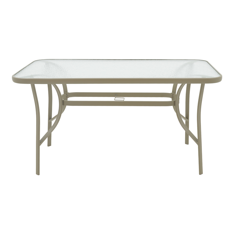 Tavolinë Ensure pakoworld metal shampanjë-xham 140x80x70cm