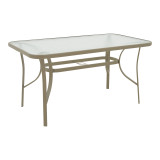 Tavolinë Ensure pakoworld metal shampanjë-xham 140x80x70cm