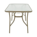 Tavolinë Ensure pakoworld metal shampanjë-xham 140x80x70cm