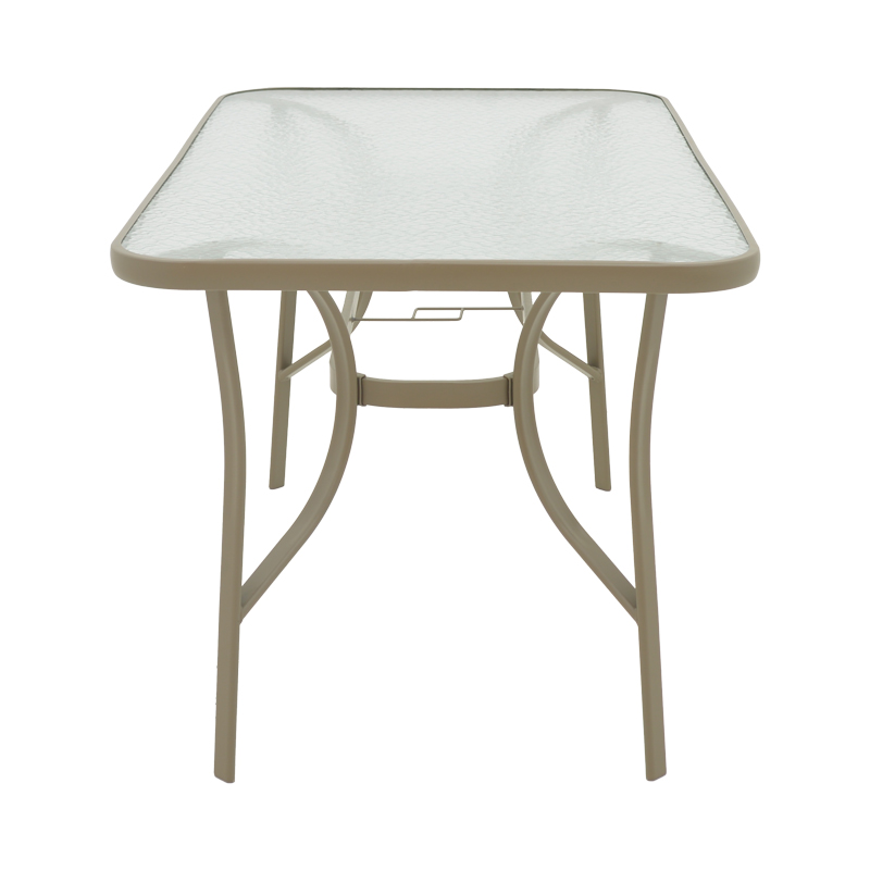 Tavolinë Ensure pakoworld metal shampanjë-xham 140x80x70cm