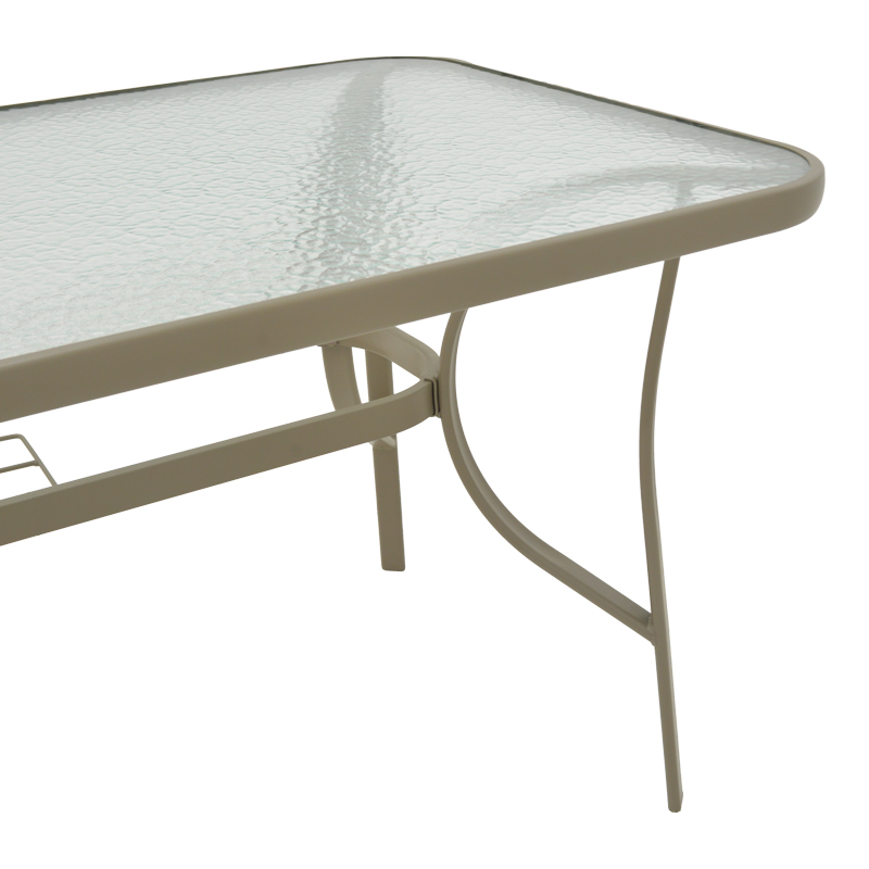 Tavolinë Ensure pakoworld metal shampanjë-xham 140x80x70cm
