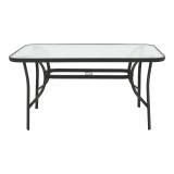 Tavolinë Ensure pakoworld metal e zezë-xham 140x80x70cm