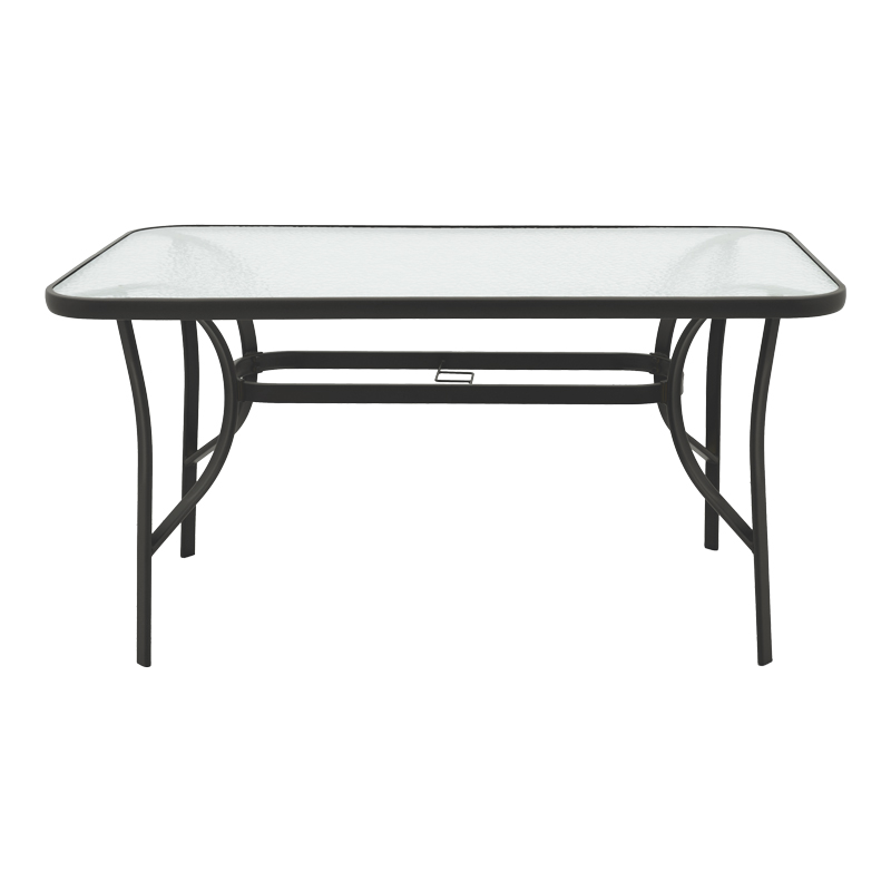 Tavolinë Ensure pakoworld metal e zezë-xham 140x80x70cm