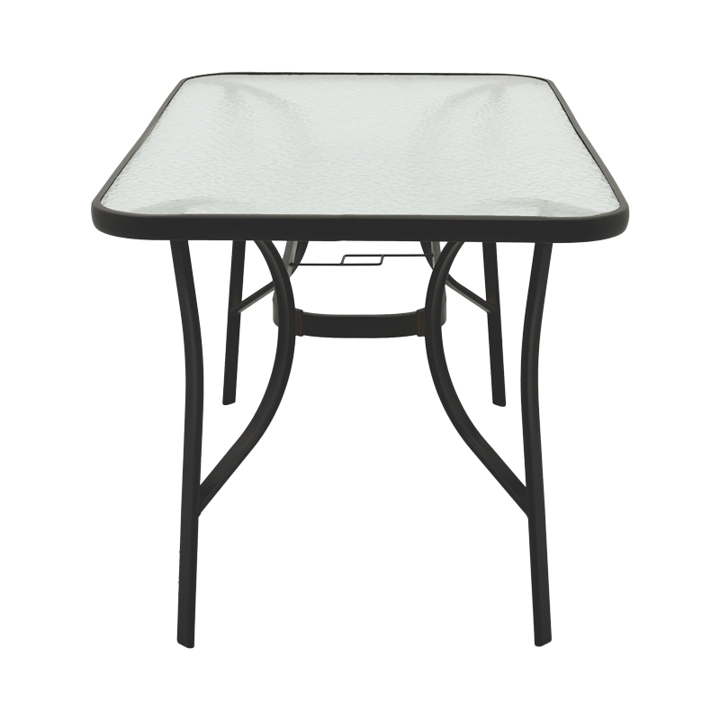 Tavolinë Ensure pakoworld metal e zezë-xham 140x80x70cm