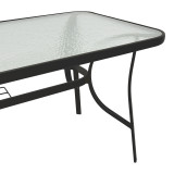 Tavolinë Ensure pakoworld metal e zezë-xham 140x80x70cm