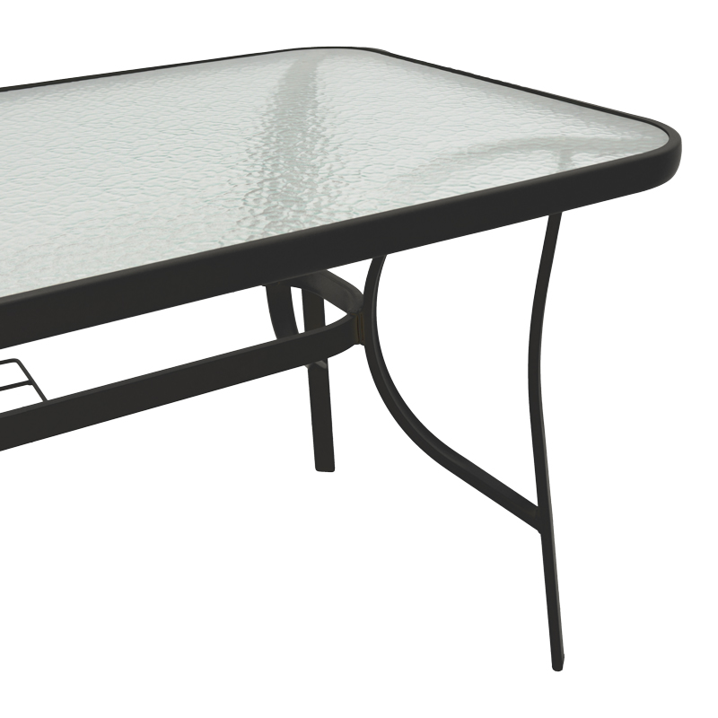 Tavolinë Ensure pakoworld metal e zezë-xham 140x80x70cm