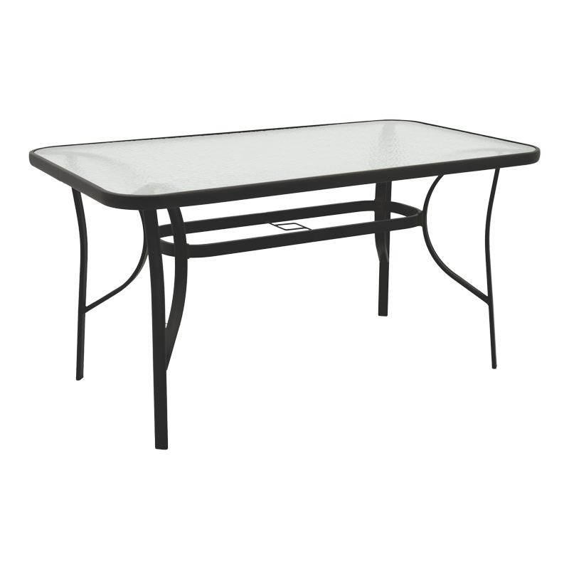 Tavolinë Ensure pakoworld metal e zezë-xham 140x80x70cm