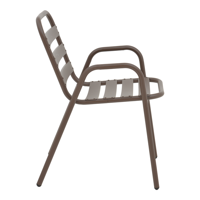 Fotel Sussie pakoworld metal kafe i grumbullueshëm me shufra alumini 45x62x76cm