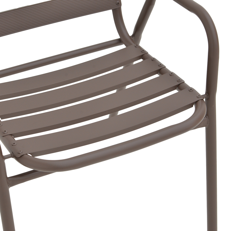 Fotel Sussie pakoworld metal kafe i grumbullueshëm me shufra alumini 45x62x76cm